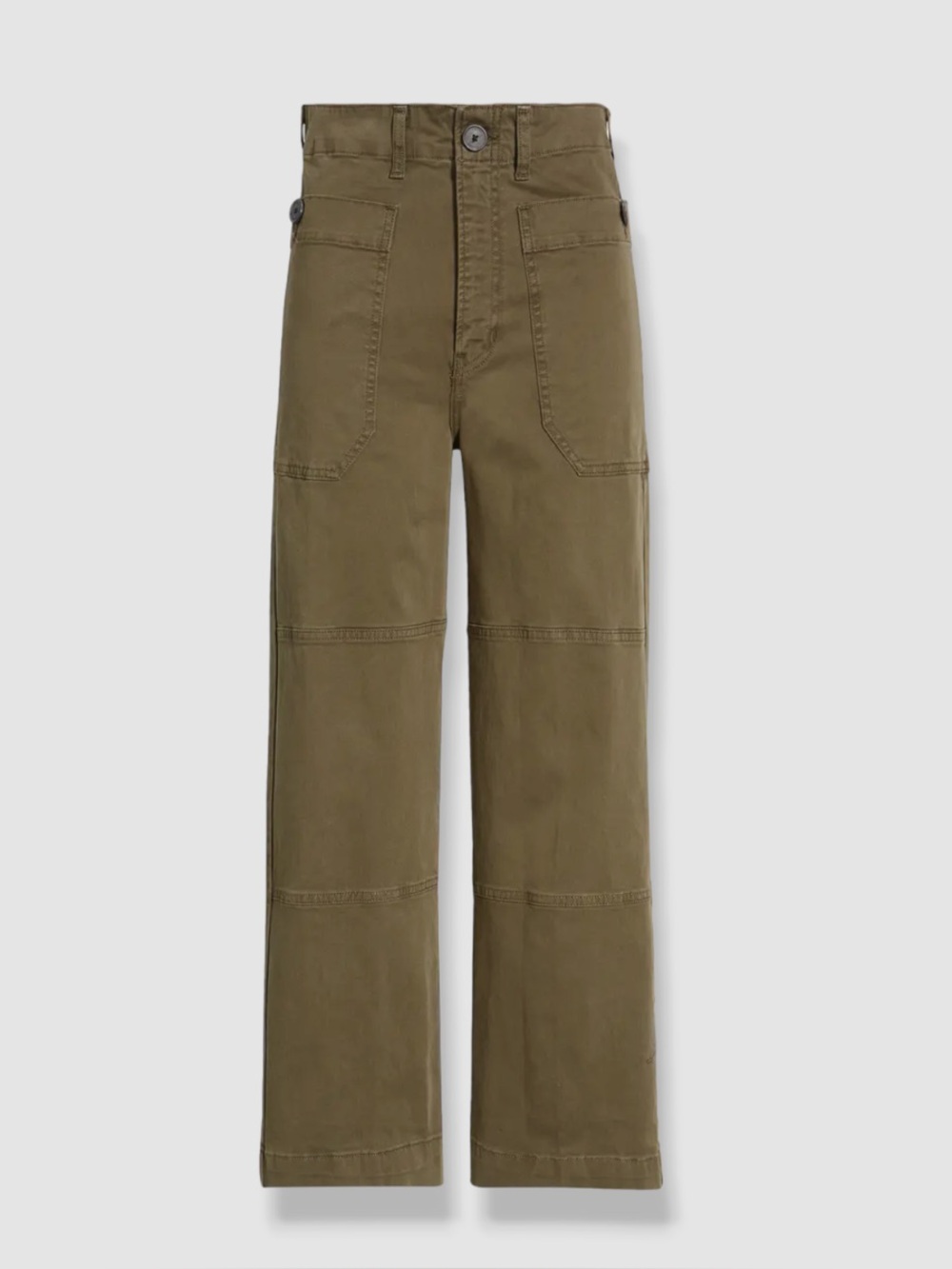 Frame Women's Army Green Cotton Wide-Leg Cropped Utility Pants Size 27